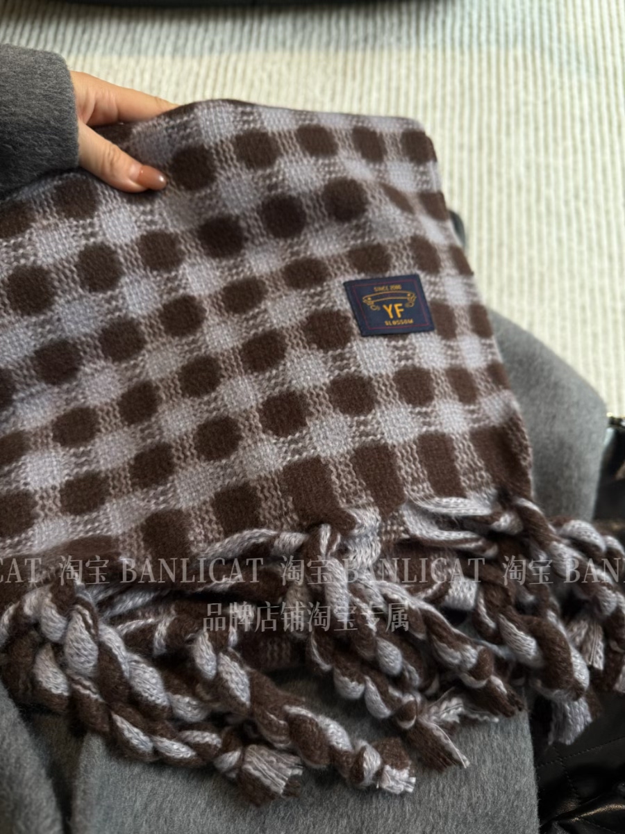 BanliCat氛围感迷雾紫咖围巾女韩版冬显白麻花辫子保暖围脖披肩男