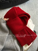 围脖男不扎 保暖小款 BanliCat 100%羊毛红围巾女新年圣诞礼物冬季