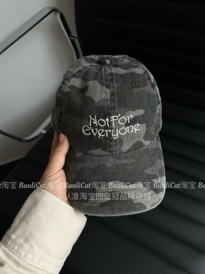 BanliCat 小众迷彩出片韩系复古做旧字母刺绣棒球帽男女鸭舌帽子