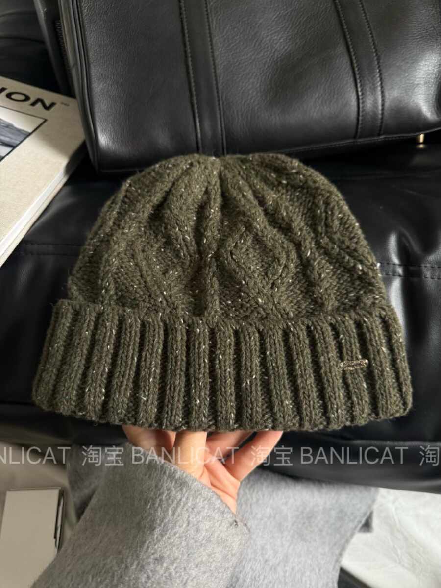 复古显白橄榄绿羊毛混纺针织帽男女秋冬保暖大头围毛线帽子冷帽韩