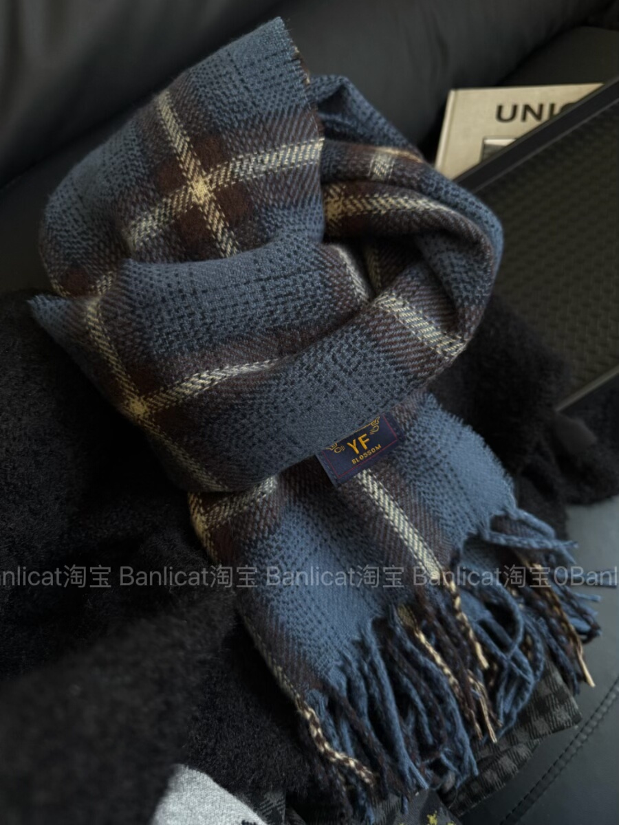 班利猫显白蓝棕格子围巾女2025新韩系氛围高级百搭长款保暖披肩礼