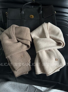 ins 保暖百搭显白针织围脖男韩版 2025好货 纯色100%羊毛围巾女冬季