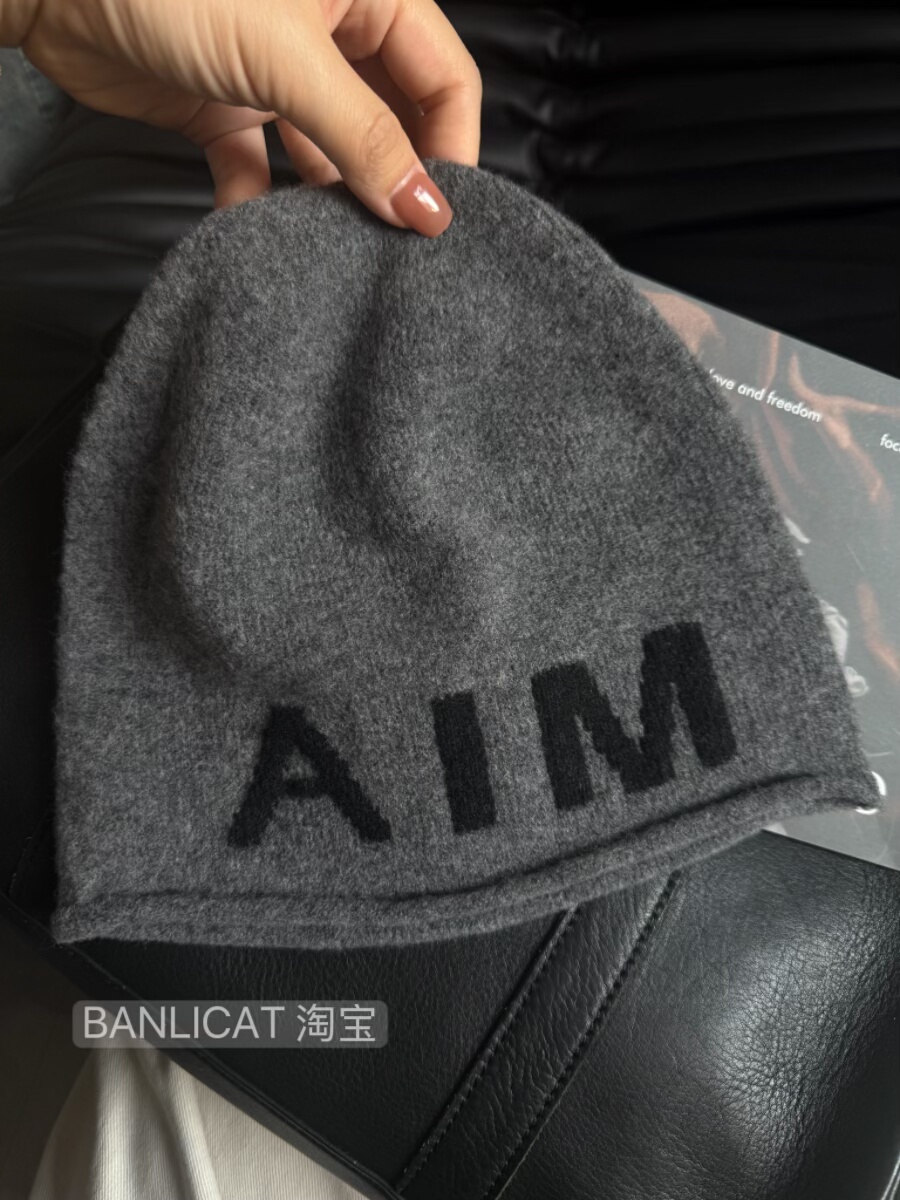 BanliCat 秋季新品AIM羊毛混纺冷帽子男女加大显脸小大头围毛线帽