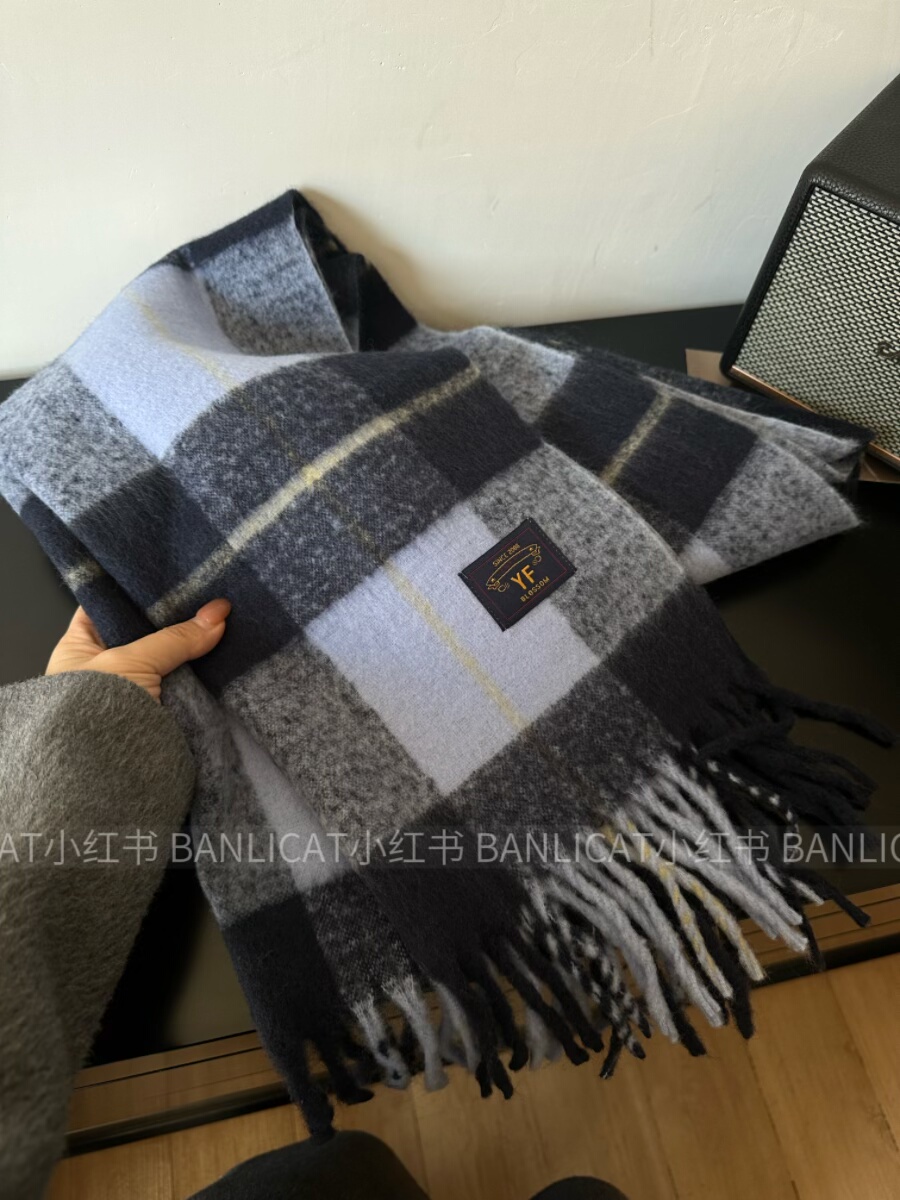 秋冬季含羊毛显白冰蓝色复古英伦风格子羊毛混纺围巾男女保暖披肩,服饰配件/皮带/帽子/围巾,围巾/丝巾/披肩,淘宝优惠券,粉丝福利购,淘宝优惠卷
