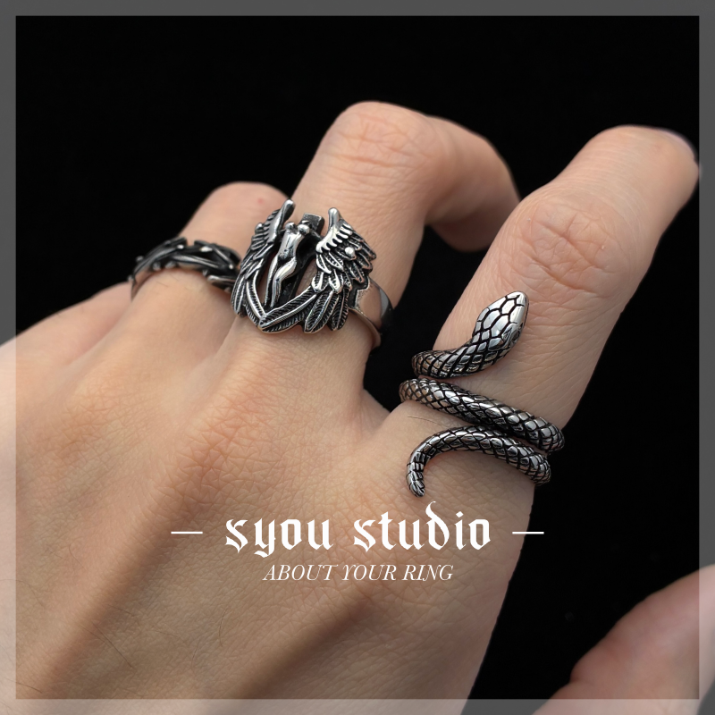 Syou天使之翼欧美复古钛钢戒指哥特小众男士指环不掉色男女对戒,饰品/流行首饰/时尚饰品新,戒指/指环,淘宝优惠券,粉丝福利购,淘宝优惠卷