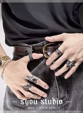 Syou星星戒指cody小众设计钛钢不掉色朋克哥特风中性潮流指环