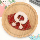 20cm秋冬斗篷公仔毛料娃娃玩偶衣服娃衣格纹裙diy绒装 扮可爱