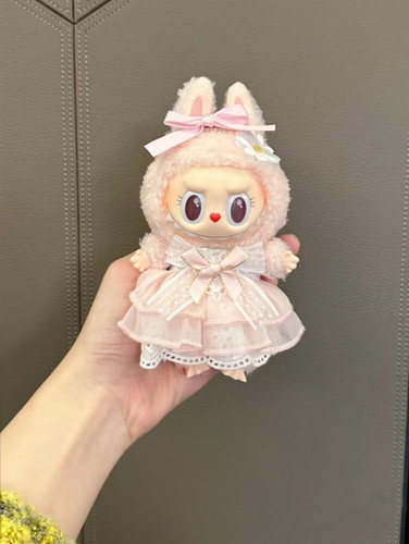 泡泡玛特包邮LABUBU拉布布17厘米坐坐派娃衣MOKOKO搪胶盲盒挂件