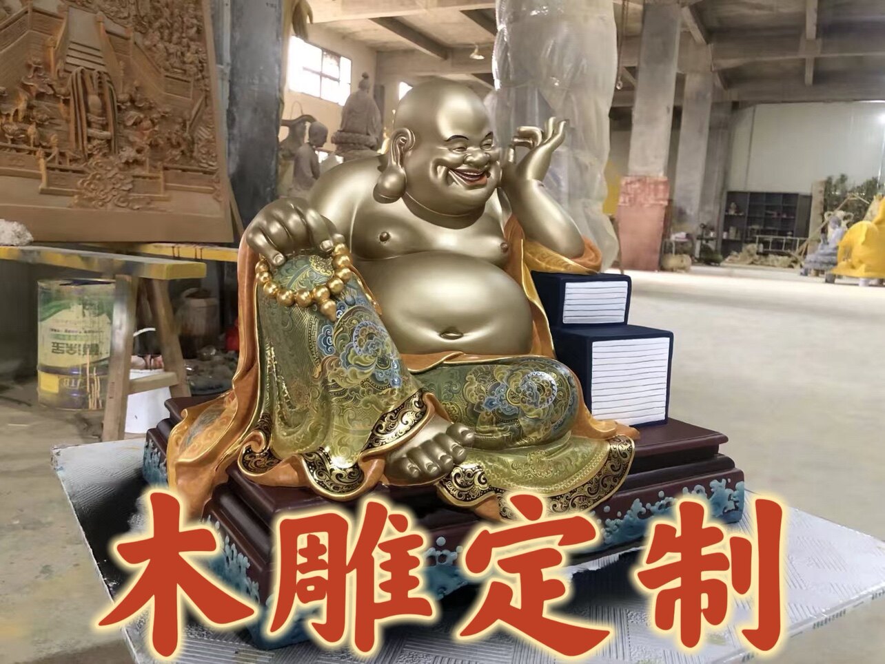 承接寺庙木雕定制雕刻定做订制来料加工佛像神像菩萨人物彩绘摆件
