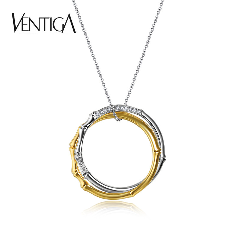 ventiga/梵蒂加turandot图兰朵18k金镶钻吊坠 黄白叠戴女款项链