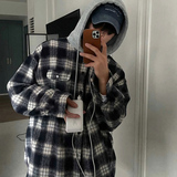 春oversize高品质韩格子连帽长袖衬衫男韩版宽松衬衣CT111-P65，男装衬衫，四季星座713