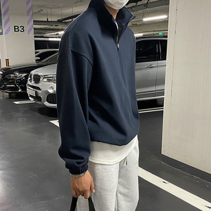 秋冬ulzzang气质纯棉简约套头卫衣男韩版宽松落肩打底衫M601-P75图片