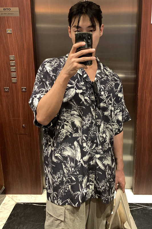 夏季oversize夏威夷垂感短袖衬衫男韩版宽松海边衬衣潮CT112-P45,男装衬衫,四季星座713