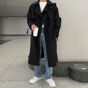 秋冬帅气风衣男韩版中长款宽松休闲ins外套FK100-P130加棉P135图片