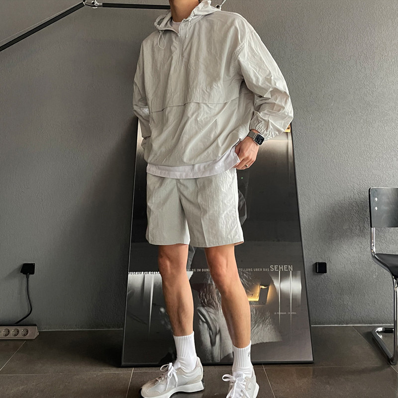 春夏季防晒夹克男韩版宽松衬衣防晒衣套装短裤二件套CT70-P98,男装夹克,四季星座713