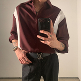 春季百搭拼色长袖衬衫男韩版宽松垂感衬衣网红衬衣C206，男装衬衫，四季星座713