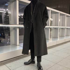 冬季帅气加厚毛呢大衣男韩版宽松落肩潮流风衣外套FK900-P155图片
