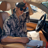 2026夏季冰丝垂感树叶纹短袖衬衫男韩版宽松帅气落肩衬衣CT28-P40，男装衬衫，四季星座713