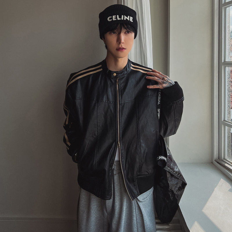 春秋装帅气韩男士皮衣韩版宽松上衣机车皮夹克外套FK101-P85,男装皮衣,四季星座713