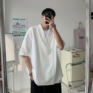 夏季oversizet垂感气质短袖衬衫男韩版宽松网红潮流衬衣CT26-P45图片