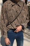 春夏季帅气垂感豹纹长袖衬衫男韩版宽松碎花薄款情侣衬衣C60，男装衬衫，四季星座713