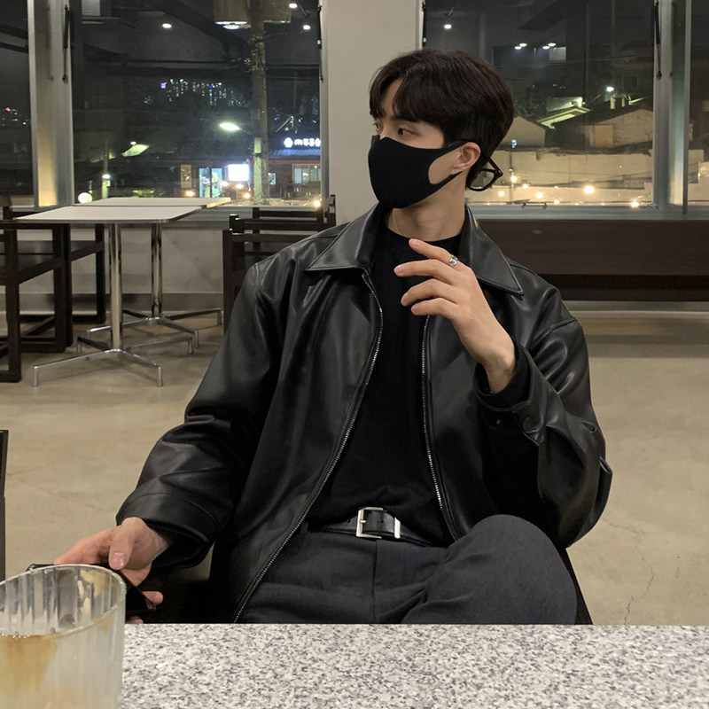 秋冬季ulzzang机车皮衣男韩版宽松皮夹克休闲潮外套FK817-P125,男装皮衣,四季星座713