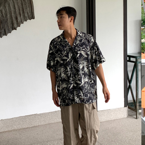 夏季oversize夏威夷垂感短袖衬衫男韩版宽松海边衬衣潮CT112-P45图片