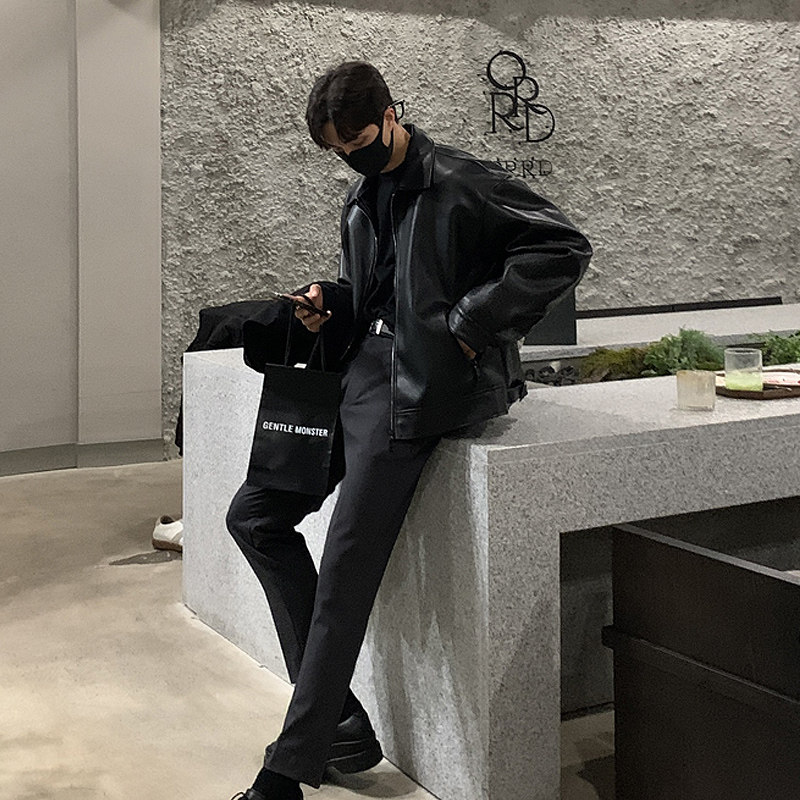 秋冬季帅气简约男士皮衣韩版宽松皮夹克潮外套FK817-P125,男装皮衣,四季星座713