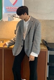 2024春装oversize宽松休闲格子西装男韩版落肩西服外套FC510-P98，男装西服套装，四季星座713