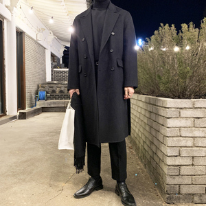 冬季气质毛呢大衣男韩版宽松呢子风衣外套F图片