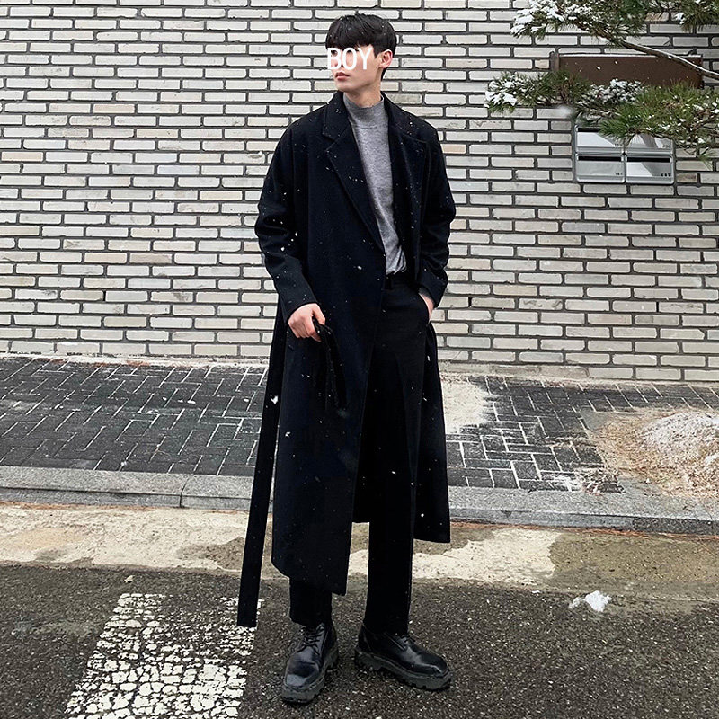 冬季气质加厚毛呢大衣男落肩宽松韩版风衣潮流外套FK193-P135，男装毛呢大衣，四季星座713