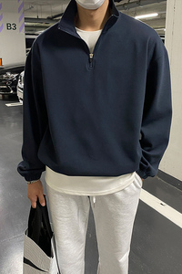 秋冬ulzzang气质纯棉简约套头卫衣男韩版宽松落肩打底衫M601-P75图片