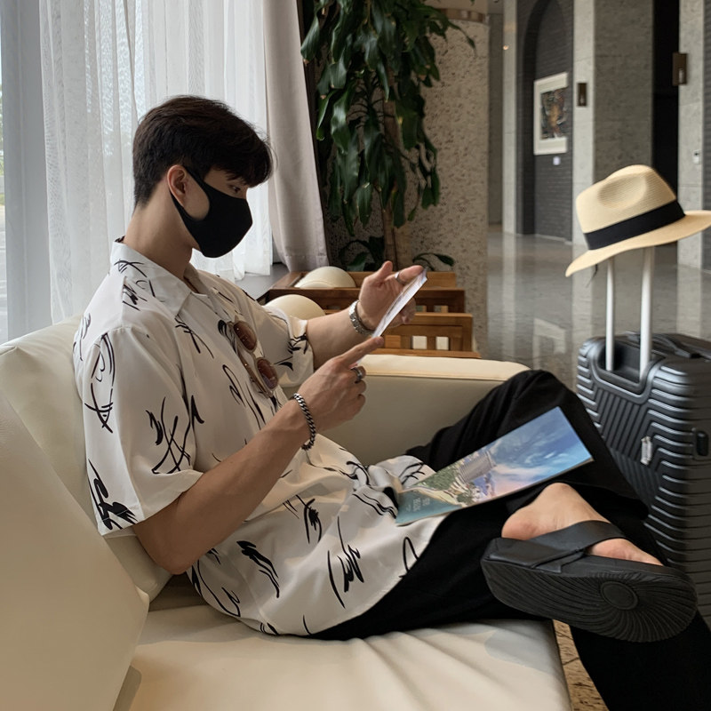 夏季ulzzang垂感冰爽短袖衬衫男韩版宽松气质衬衫CT29-P45，男装衬衫，四季星座713