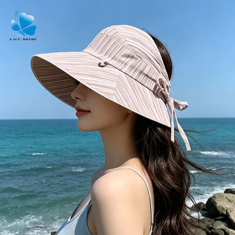 夏季女款防晒宽檐可折叠空顶帽