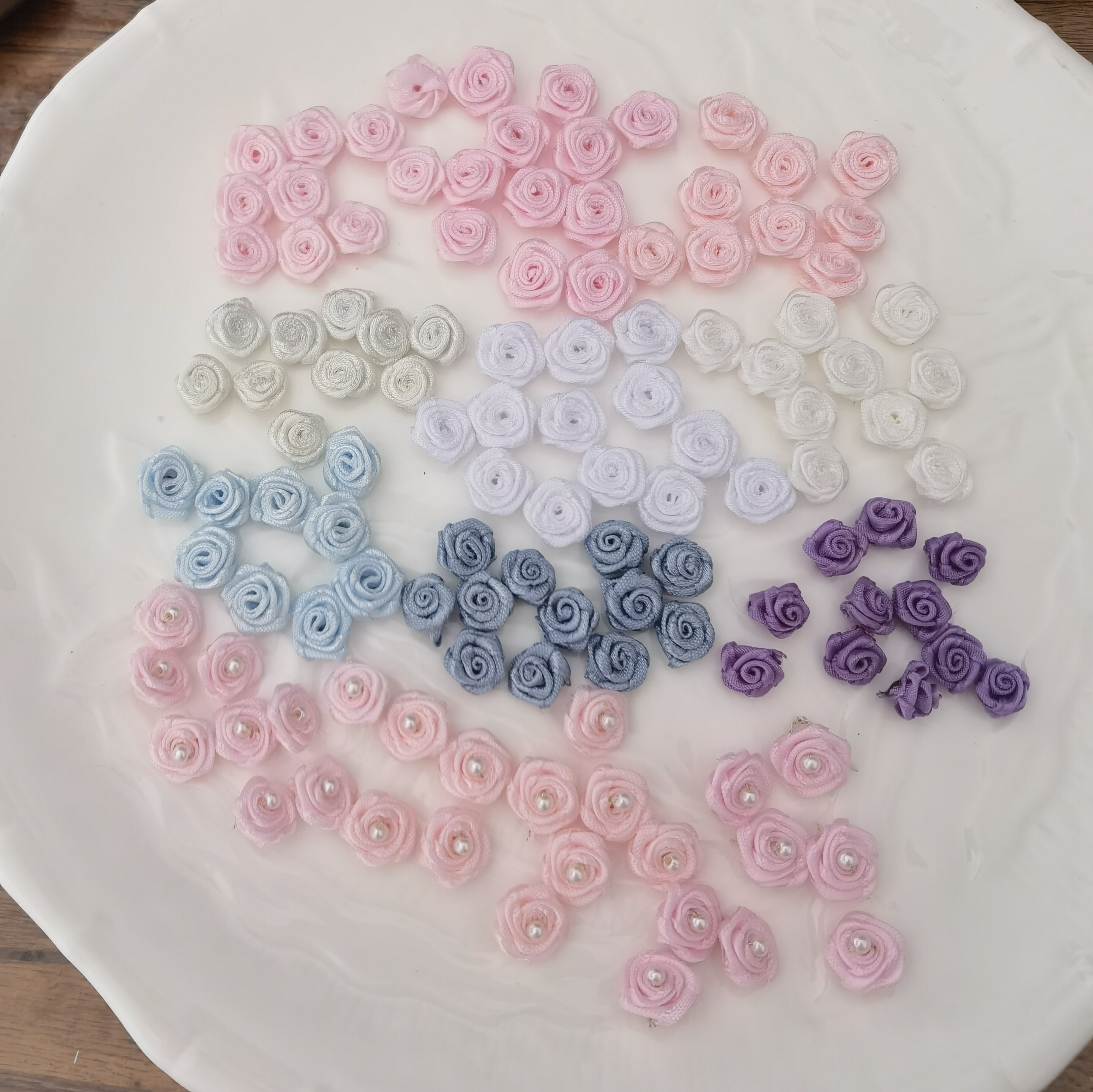 1cm缎丝带玫瑰花diy手工 BJD六分小布棉花娃娃衣卡套发饰装饰辅料