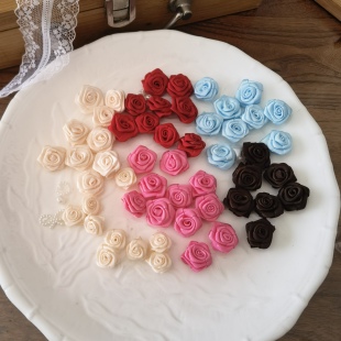 十朵2㎝复古玫瑰花娃衣服发夹发饰鞋子手作DIY手工小花朵装饰辅料