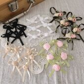 10个价DIY丝带缎带蝴蝶结小玫瑰花芭比娃衣服装 发夹发饰配饰0519
