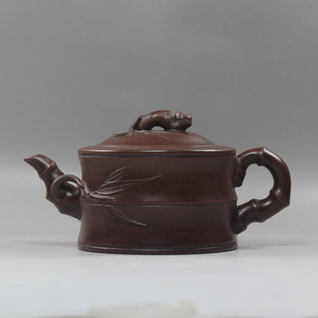 紫砂壶宜兴正品纯全手工特价仿古仿老紫泥仿品周桂珍制竹段壶茶壶
