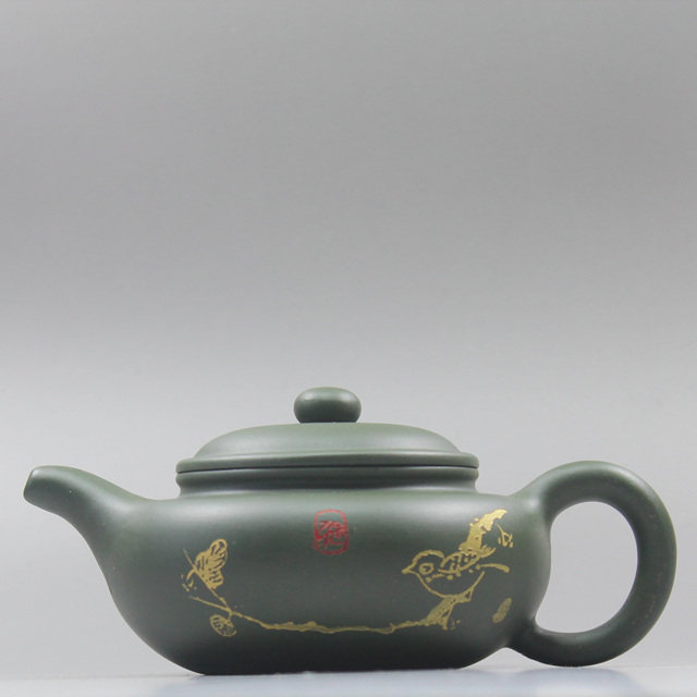 紫砂壶纯全手工特价正品名家原矿民国绿泥刘跃风制扁腹仿古壶茶壶