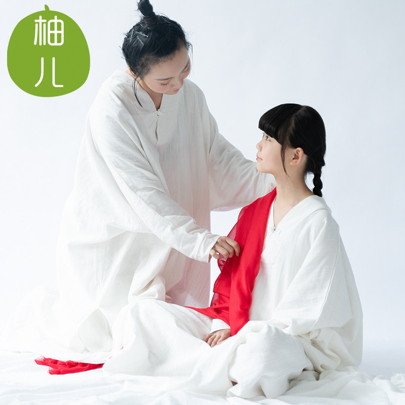 预柚儿原创自在|亲子禅舞服女童女孩儿童旗袍连衣裙禅修服春秋季