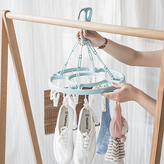 18夹防风塑料晒架室内外多夹多功能内衣晾衣架宝宝晒架袜子晾鞋架,收纳整理,小型晾晒架,淘宝优惠券,粉丝福利购,淘宝优惠卷