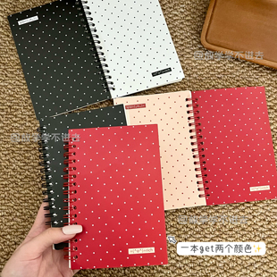 双面拼色波点离型本简约复古高颜值ins风手账素材学生记事线圈本
