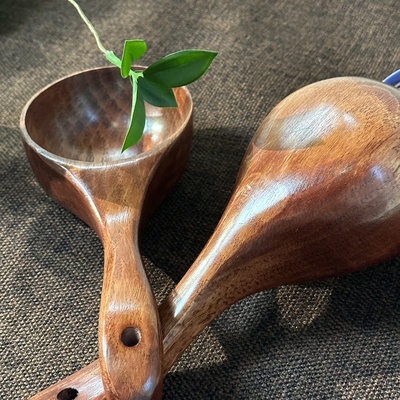 邱师傅竹木勺子日式汤勺家用盛汤匙厨房餐厅水勺瓢木质复古餐具