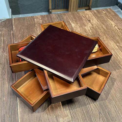 楠竹机关盒双层机关盒果盘收纳盒