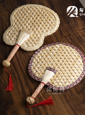 邱师傅竹木邱峰竹编手摇麦秆扇大蒲扇手工编织天然蒲草藤扇芭蕉扇
