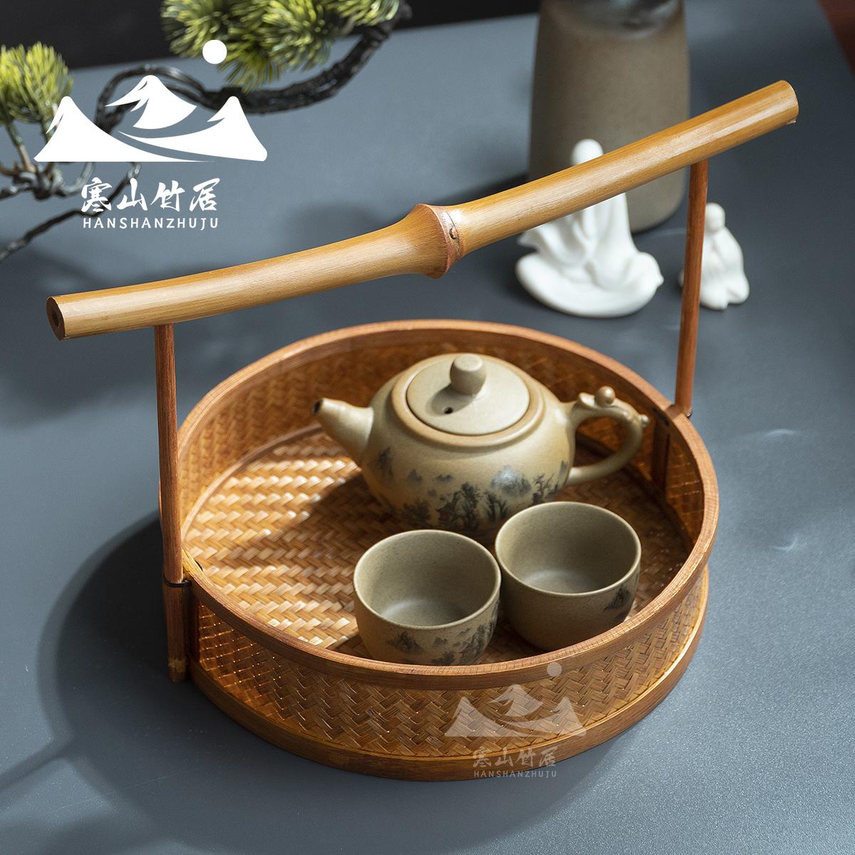 竹编家用提篮手工制作点心提篮