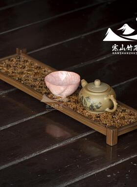邱师傅竹木CBJ016茶室置物架胡桃木核桃茶杯架壶承杯架50*13*4.8