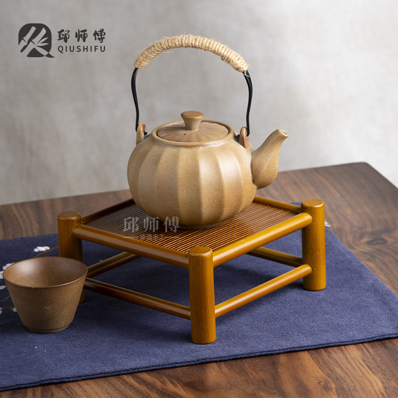 邱师傅竹木高山楠竹壶承杯架茶具收纳架茶杯架壶架手工家用中式