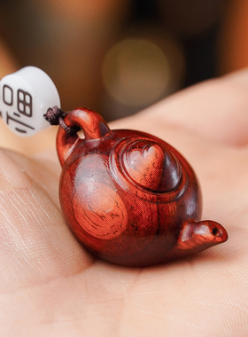 邱师傅竹木把把壶邱峰竹编手把胡小茶壶手机挂件吊坠钥匙扣手把件