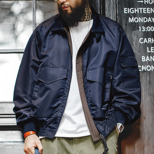 马登工装美式复古G8飞行员夹克军事风阿美咔叽翻领短款外套男秋冬